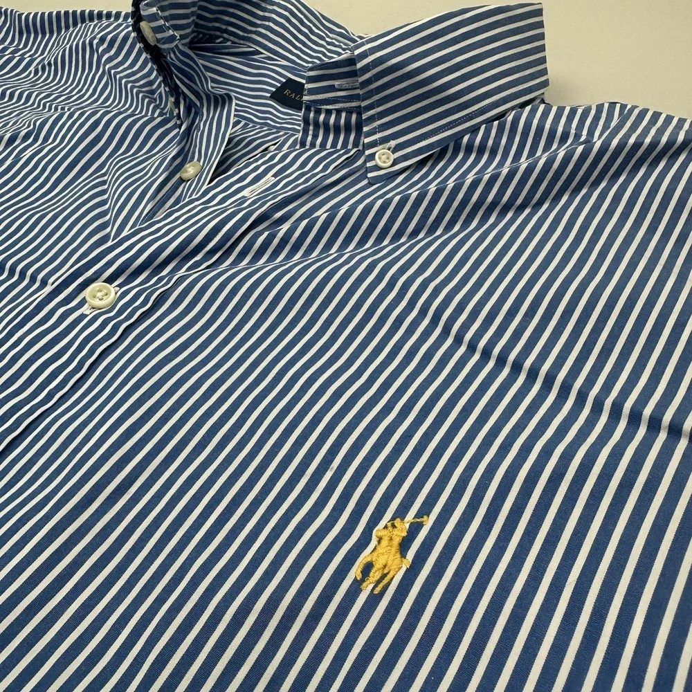 Lot of 3 Polo Ralph Lauren Button Down Dress Shirt Men 2XB Big Blue Plaid Stripe